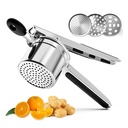 Manual Stainless Steel Potato Ricer & Fruit/Vegetable Juicer 3 Interchangeable Fineness Mesher Press for Garlic Other Metals