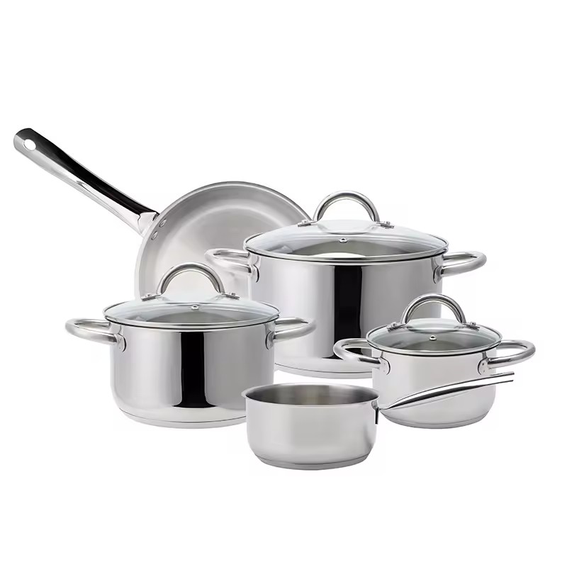 8pcs Non Stick Cookware Set Sauce Pan Frying Pan Stock Pot Stainless Steel Pots and Pans Cooking Set