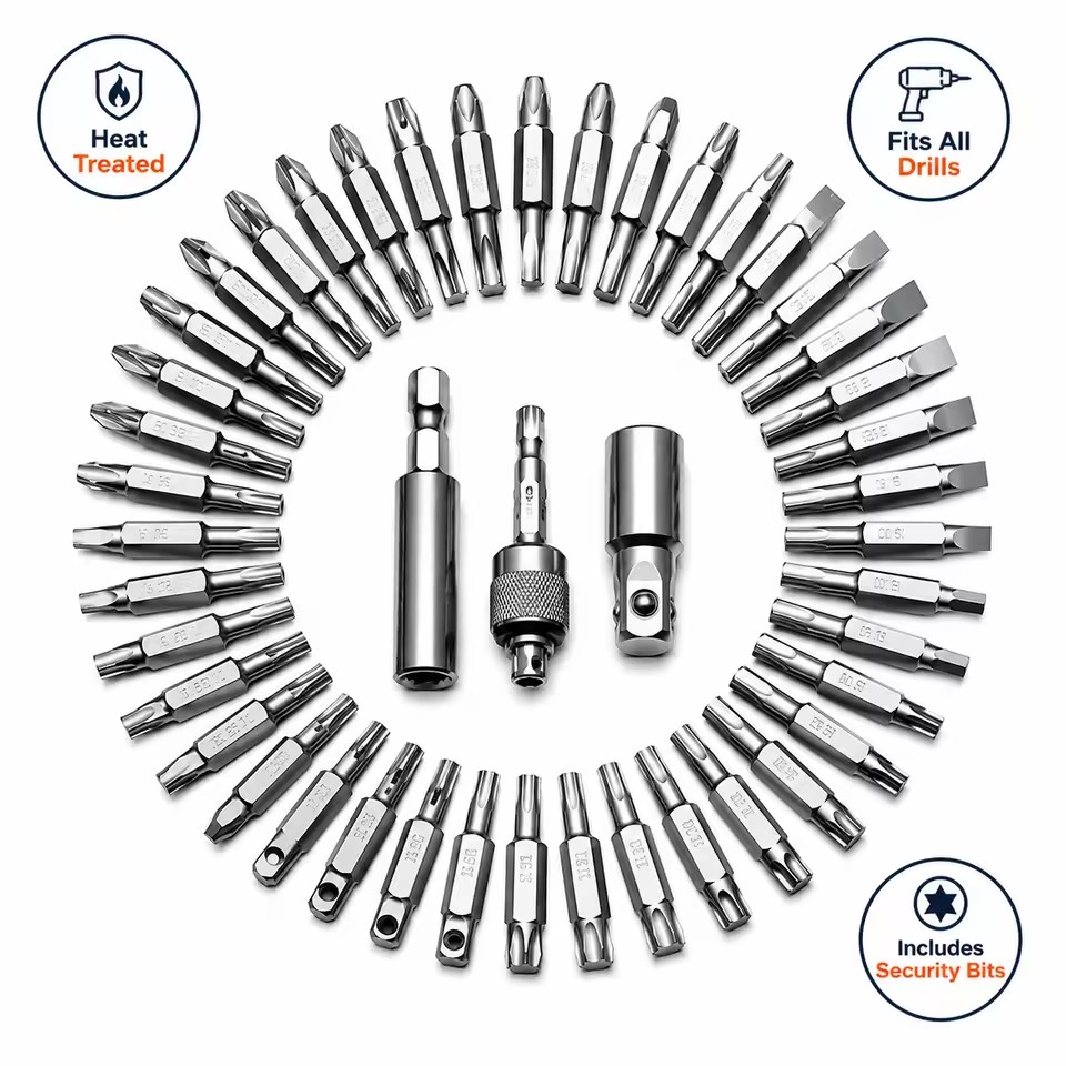 208 Pcs Security Bit Set Professional Heat Treated Screwdriver Bit Set with 1/4" Hex Shank for Power Drills