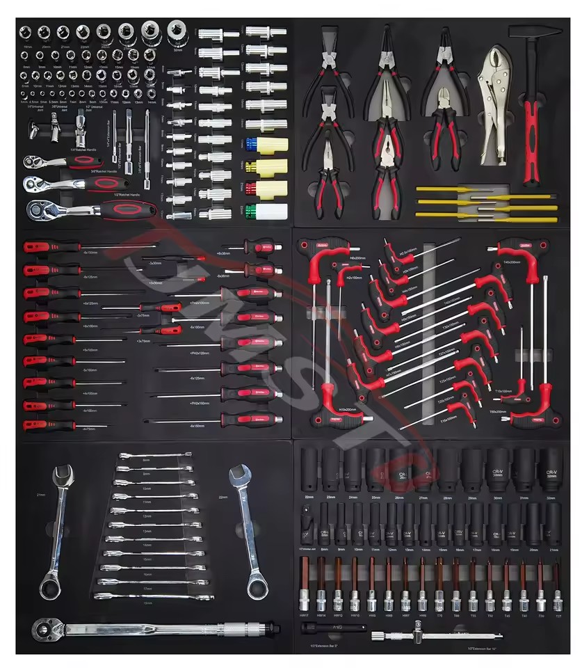 200PCS Iron OEM Hand Professional Auto Repair Tool Kit with EVA Tray Organizer for Garage Workshop
