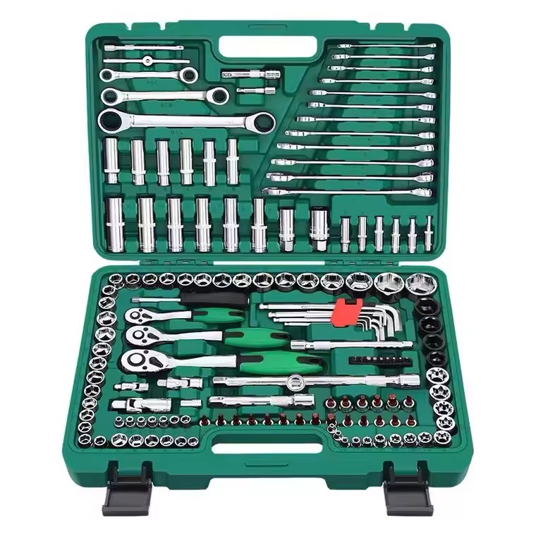 Professional Auto Repair Mechanic Tools Kit 150 PCS 1/4\" 1/2\" 3/8\" Socket Wrench Set with Pickaxe Hard Case Package