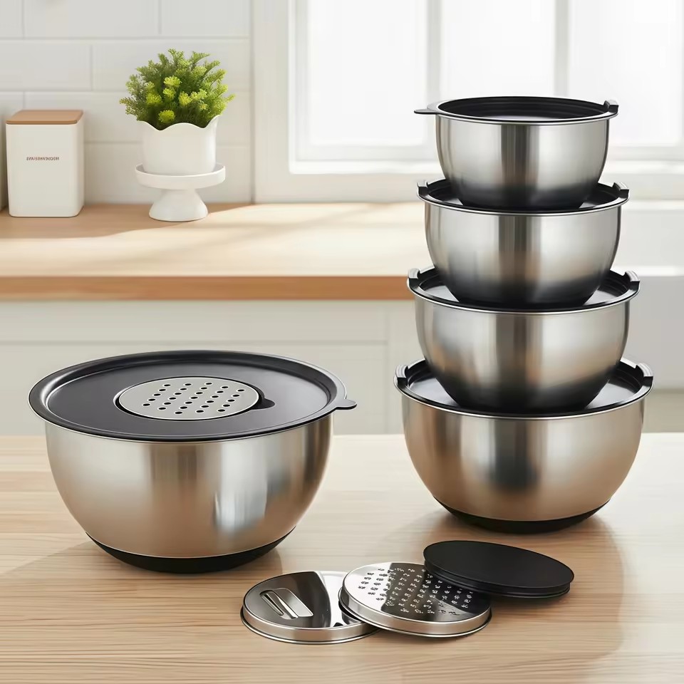 Salad Mixing Bowl With Grater Stainless Steel Mixing Bowls Set With Lid