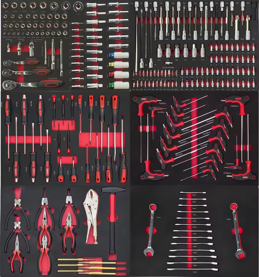 296 PCS CRV Tool Combination Garage Repair Socket Bits Wrench EVA Tray Kit Mechanic Tool Sets Hand Operated OEM Customizable