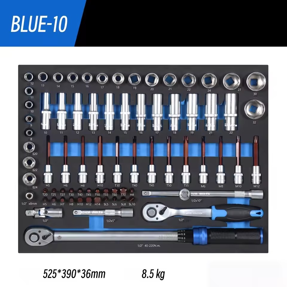 2026 BLUE CR-V OEM Mechanic Tool Set Auto Repair Ratchet Socket Wrench Screwdriver Kit with Soft Case for Car