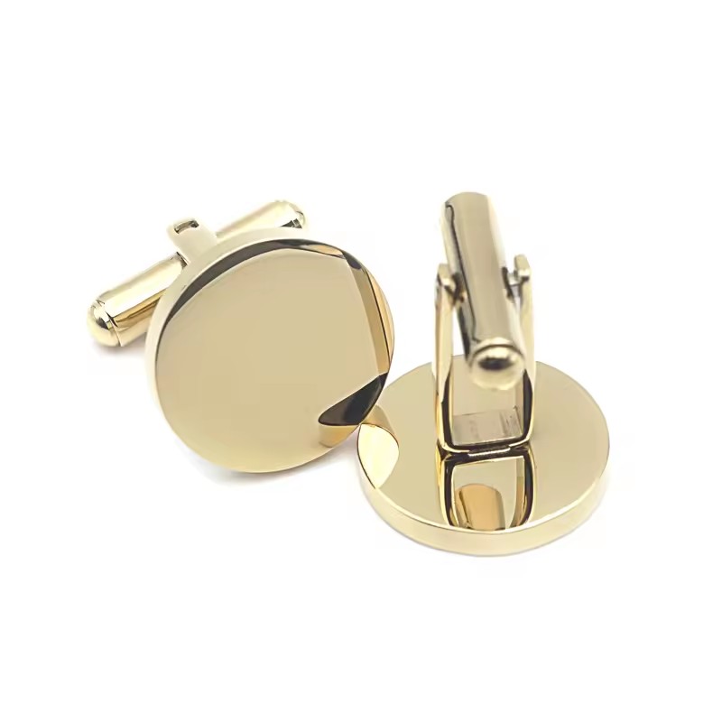 Design Cufflink Round Men Engraved Custom Logo French Cuff Shirt Gold Stainless Steel Cuff Link Set Ddp Air Jewelry for Wedding