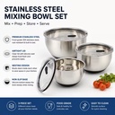 Custom Polished Stainless Steel 304 Modern Salad Mixing Bowls Set Non-Slip Airtight Warp-Proof Glass Lids Eco-Friendly