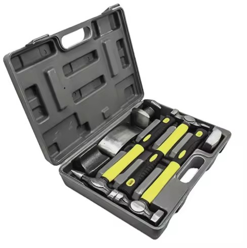 7pcs Carbon Steel Yellow+Black Car Auto Body Repair Tools Hammer Dolly Dent Bender Kit Panel Beating Set Blow Mold for