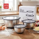 Custom Polished Salad Mixing Bowls Set Non-Slip Airtight Warp-Proof TPR-AS Lids Eco-Friendly Dishwasher Safe Stainless Steel