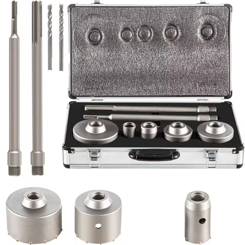 Concrete Hole Saw Kit 1-2/11 1-3/5 2-9/16 3-5/32 3-15/16 Inch SDS Plus Max Shank Wall Cutter Drill Bits