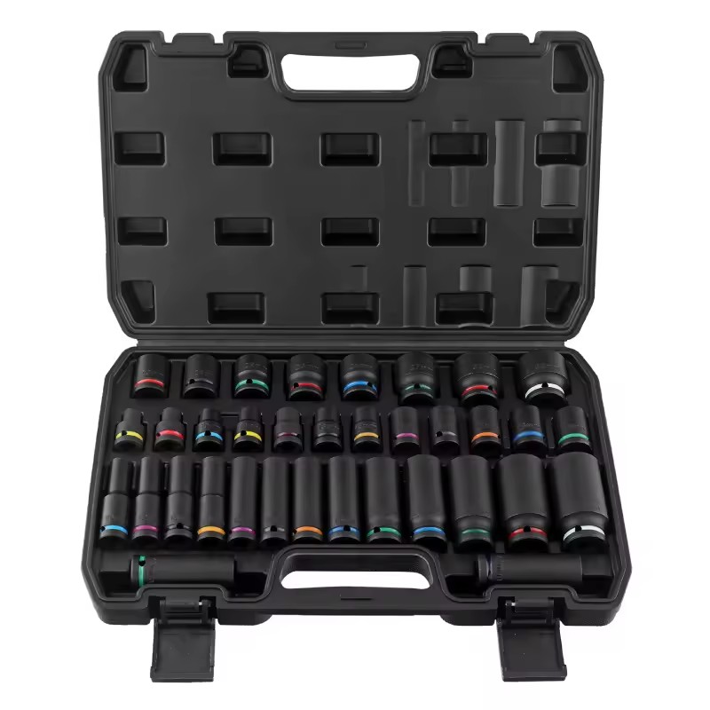 Mechanical Tool Box Set Hand Tools 1/2 Inch Color Hex Impact Socket Set Short Long Socket Set for Pneumatic Wrenches OEM ODM