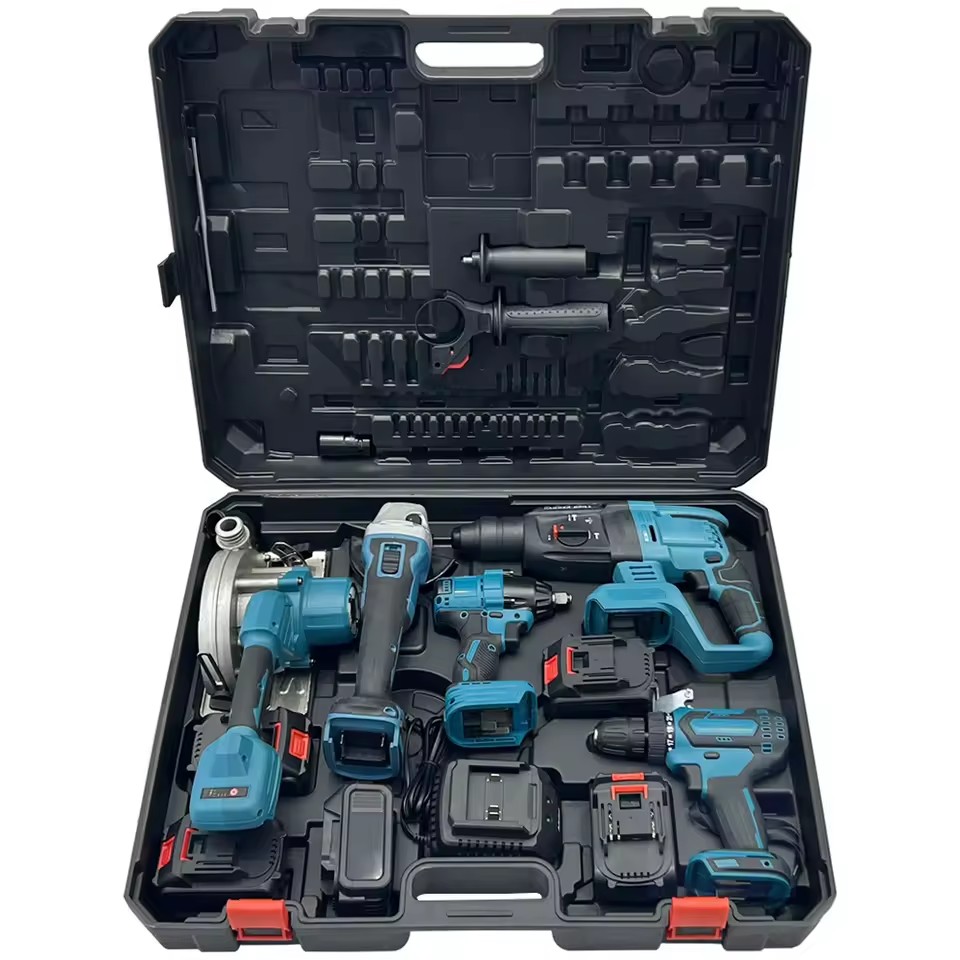 21V Cordless Power Tools Combo Kit Brushless Hammer Drill Wrench Angle Grinder Cutting Tool Set 3-5Pcs OEM 3.0Ah Hard Case