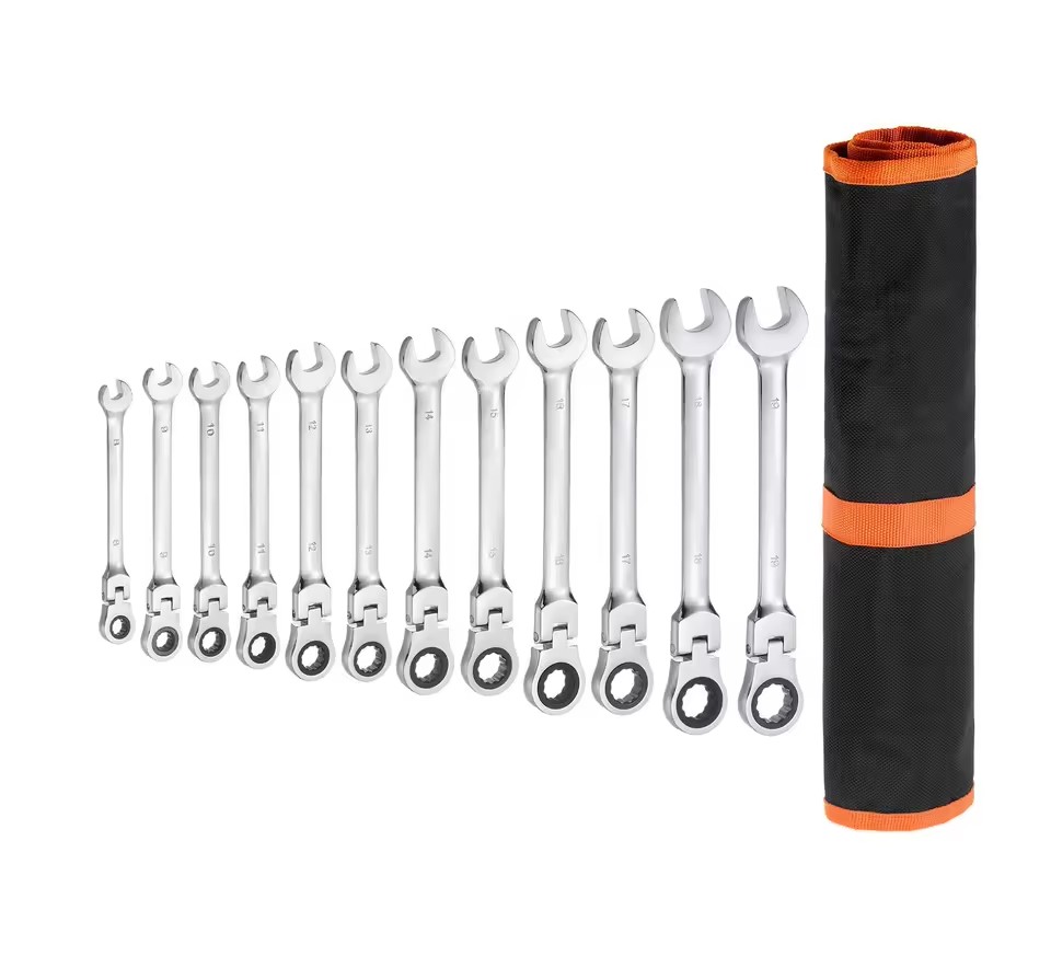 Customized OEM Industrial DIY Carbon Steel Double Head CR-V Combination Wrench Set 250lb-ft Max Torque Ratchet Wrench Repairing