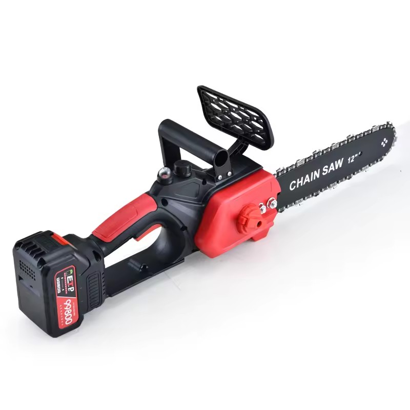 KHC 13.5 Inch DIY Industrial 21V 1200W Lithium Battery-Powered High Mini Electric Chain Saw OEM Handheld Wood Cutting Machine