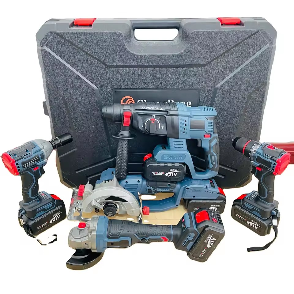 21V Brushless Lithium Electric Drill Electric Wrench Circular Saw Angle Grinder Electric Hammer 5-in-1 Power Tool Set