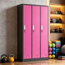 3 Door Metal Storage Locker & Vent Holes, Dark Grey Frame Steel Changing Cabinet for Gym Spa Beauty Salon Dormitory