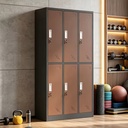 Dark Grey Frame 6 Doors Brown Ventilated Metal Locker, Lockable Steel Storage Cabinet for Staff Gym Office Daily Storage
