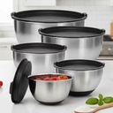 Factory Custom Premium Polished Stainless Steel Mixing Bowls Set Airtight Lids Eco-Friendly Nesting Bowls for Home Kitchen Use