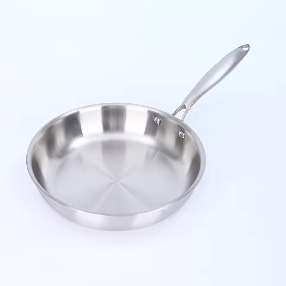 Tri-ply Stainless Steel 304 Fry Pan Skillets 20/24/28cm Induction Cookware 8/10/12 Inch Cooking Pan Frying Pan Set