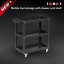 Light Duty Rolling Garage Cabinet 3 Shelf Tool Cart Compact Steel Utility Trolley with Wheels