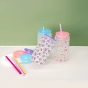Custom 16oz Sublimation Frosted Clear Glass Tumbler with Insulated Design BPA Free Plastic Lids and Straws for Travel Use