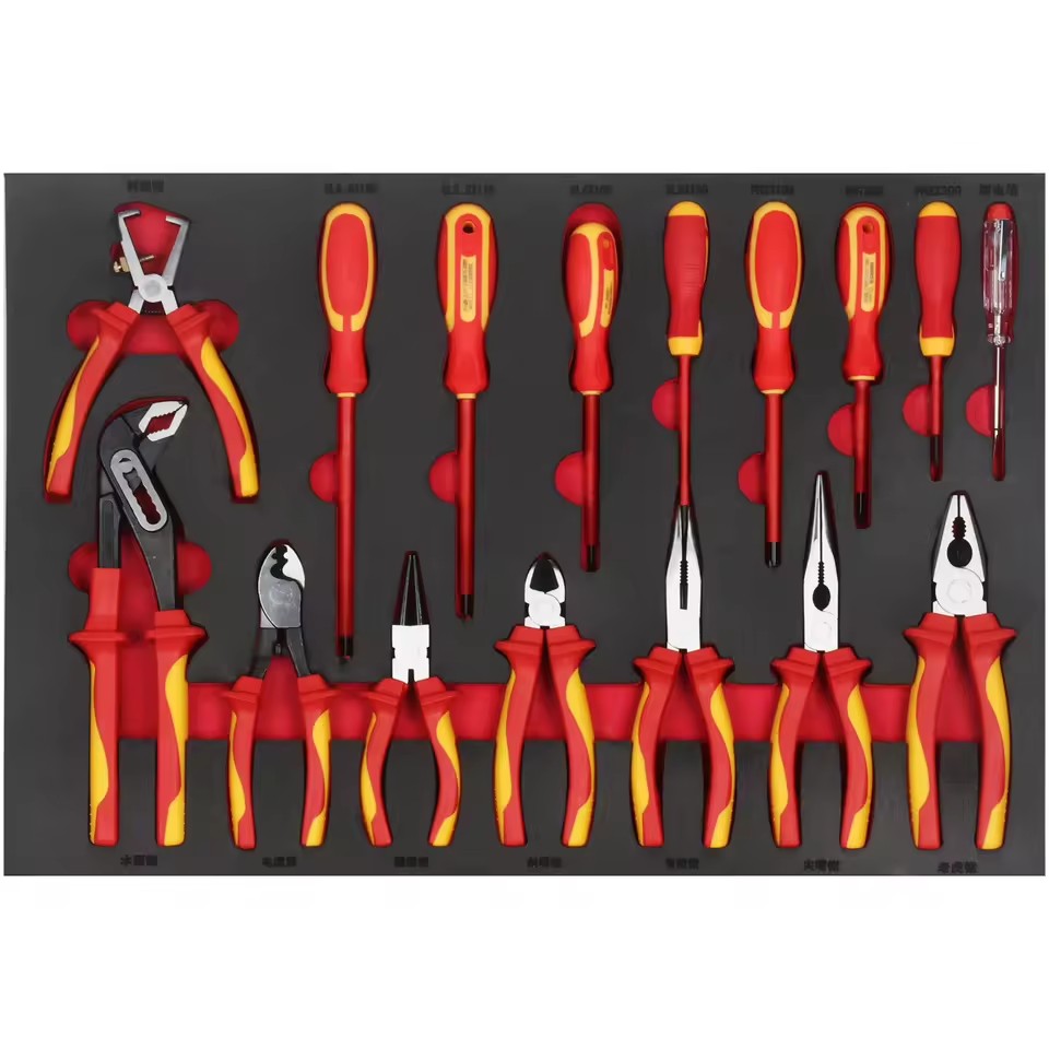 16-Piece Insulated Combination Pliers Tool Set for New Energy Vehicle Maintenance OEM Customizable