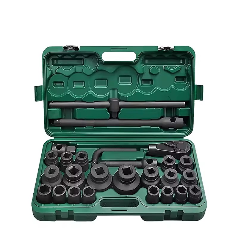 26pcs 21pcs Heavy Socket Set 3/4" Drive Deep Impact Socket Set With Ratchet Wrench Head and Curved Lever Wrench for Truck