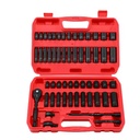 52 PCS Mechanic Tool Set 1/4" Drive CR-V Impact Socket Set Metric and SAE Standard Sockets Storage Kit With 72-Tooth Ratchet &