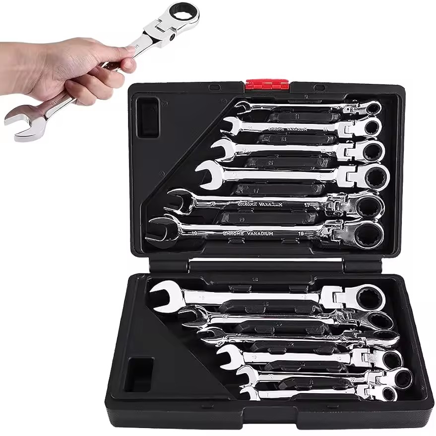Meixiu 12pcs OEM Metric Adjustable 8 19mm Socket Wrench Set with Hard Case Durable Cr-V Steel Car Repair Hand Tool Kit