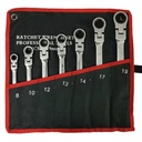 7pcs Combination Ratchet Wrench Set 8-19mm with Keys and Gear Ring Reversible Steel Hand Tool for Car Auto Repair