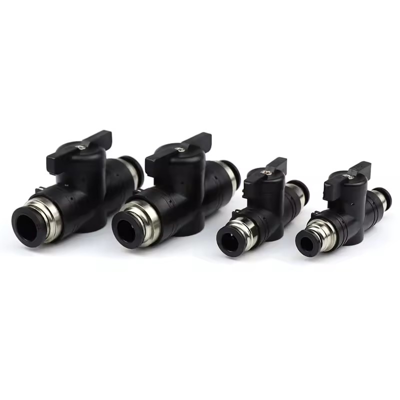 4/6/8/10/12mm Black Pneumatic Connector Quick Adapter BUC Hand Valve Switch Water Tube Fittings OEM Customizable Shut Ball Valve