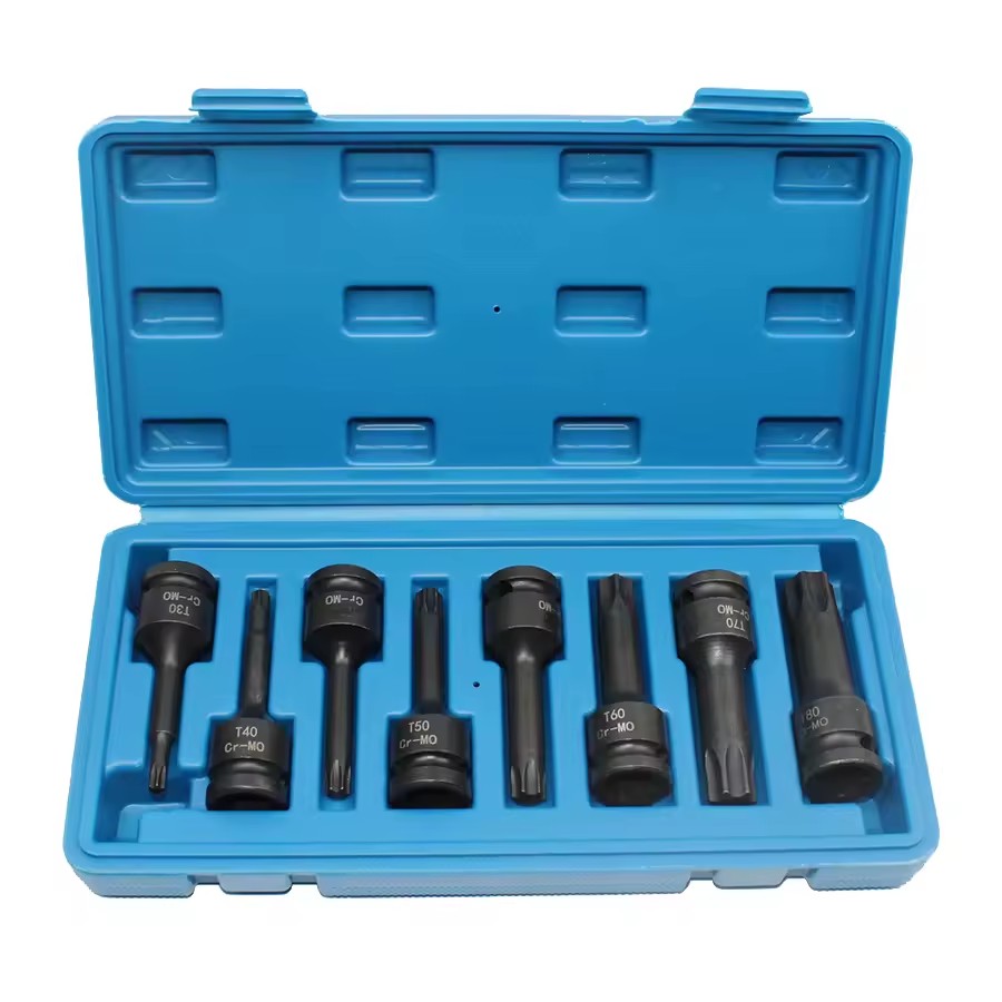 1/2Inch 8Pcs Torx Bit Star Socket Square Drive Set T20 T25 T30 T40 T45 T50 T60 T70 CR-MO Impact Socket Bit