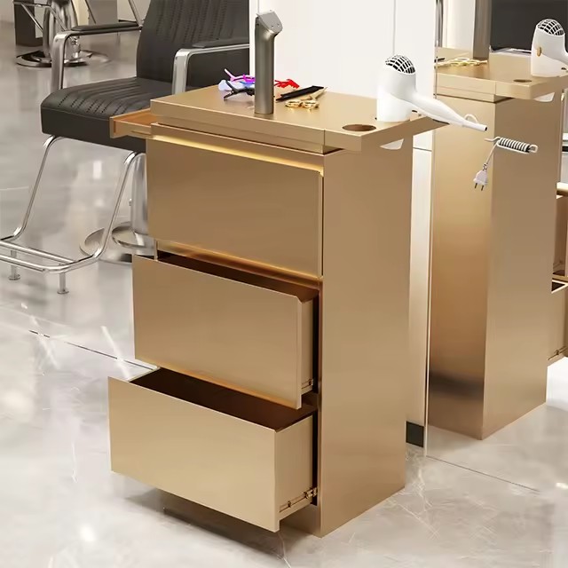 Barber Unit Station Troller Gold Hairdressing Trolley