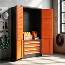 Heavy Duty Freestanding Metal Tool Cabinet with Full Perforated Pegboard, 4 Drawers & Adjustable Shelves Storage Cabinet