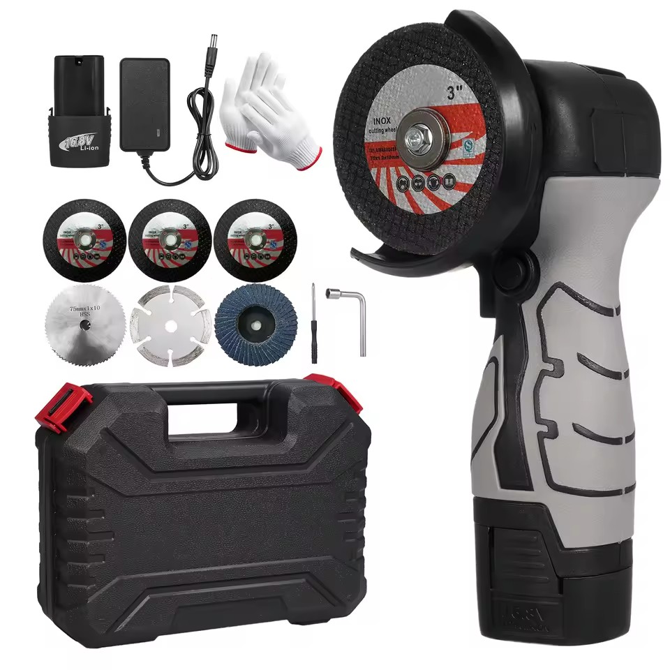 16.8V Brushless Mini Angle Grinder Set Rechargeable with Plastic Box Lithium Battery Angle Grinder Cutting Tool