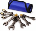 8 Piece Flex Head Stubby Ratcheting Combination Wrench Set Metric 9-17 mm 72-Teeth CRV Nickel Plating Rolling Pouch