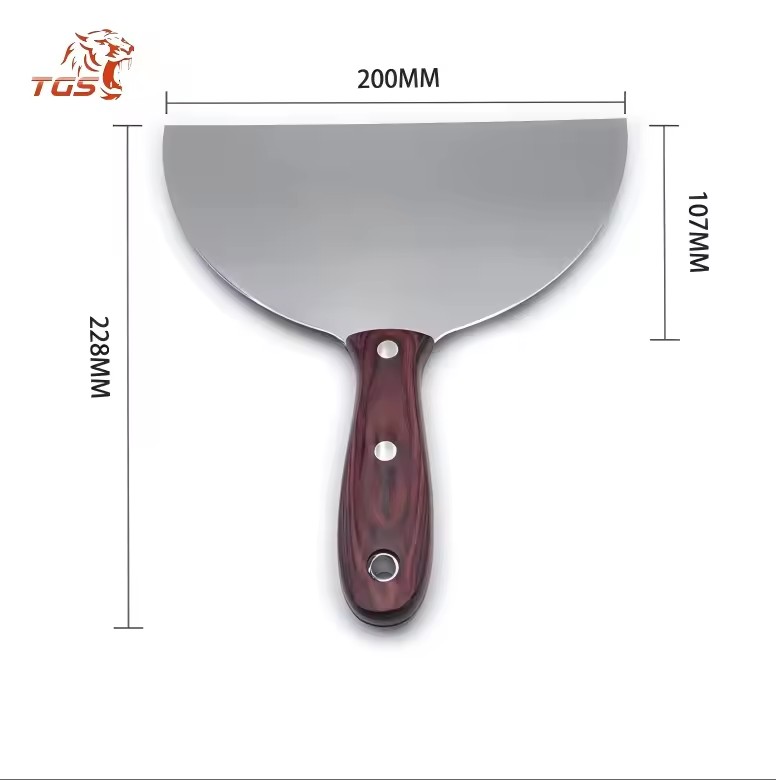 TGS Industrial Building Color Wood Handle Full Tang Hammer End Putty Knife Spackle Tool Stainless Steel Paint Scraper Drywall