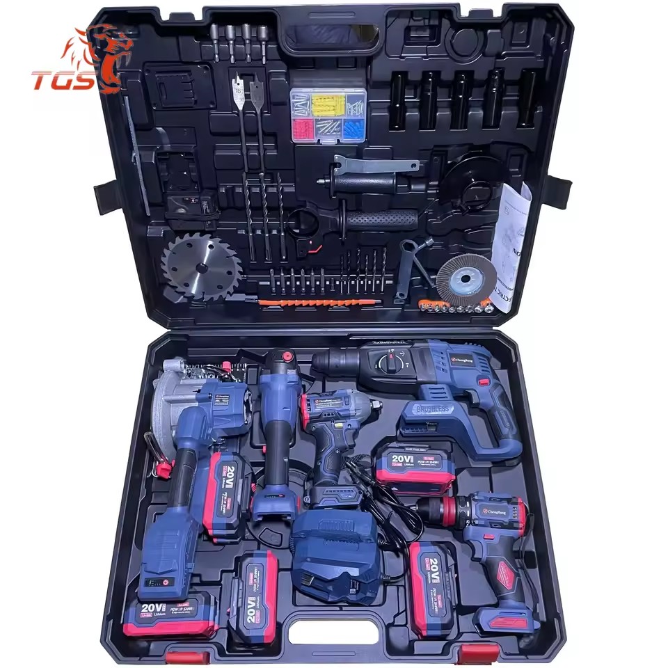 TGS Combination Power Tool Kits Brushless Battery Hammer Impact Drill Angle Grinder Cordless Wrench Portable Circular Saw