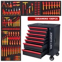 7 Drawers Tool Cart with 106PCS VDE Hand Tools in EVA Foam Tray OEM for Garage and Workshop Use