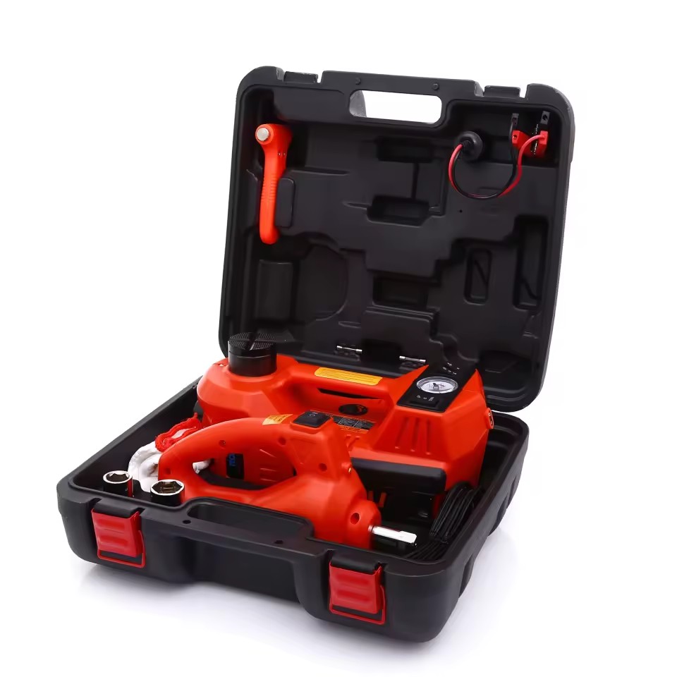 Portable 4-in-1 Electric 12V Aluminum Hydraulic Car Floor Lift Jack Kit with Impact Wrench 1-10T Capacity for Road Emergencies
