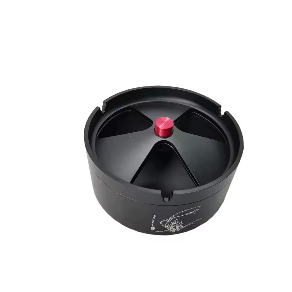 Unbreakable Modern Aluminum Alloy Ashtray with Press Rotary Type Custom Logo for Home or Office