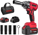 Cordless Impact Wrench Max Torque 320 Ft-lbs (430N.m) 20V Brushless Motor 4.0Ah Li-ion Battery Fast Charger 1/2 in Drive