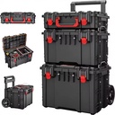 3-Tier Rolling Plastic Tool Box Heavy Duty Stackable Wheels Modular Storage Removable Parts All-Terrain Waterproof Telescopic