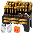 131-Piece Industrial DIY Manual Screwdriver Bit Set with Demagnetizer Chrome Finish Plastic Handle