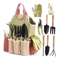 For Cross-Border Outdoor Gardening Tool Set Scissors Gift Kit Spray Bottle Gloves Trowel Hand Rake Pruning Shears-Wood Metal