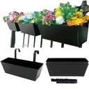 Outdoor Rectangular Iron Flowerpot for Succulent Planting Garden Guardrail Decorative Hanging Bucket for Balcony Shopping Mall