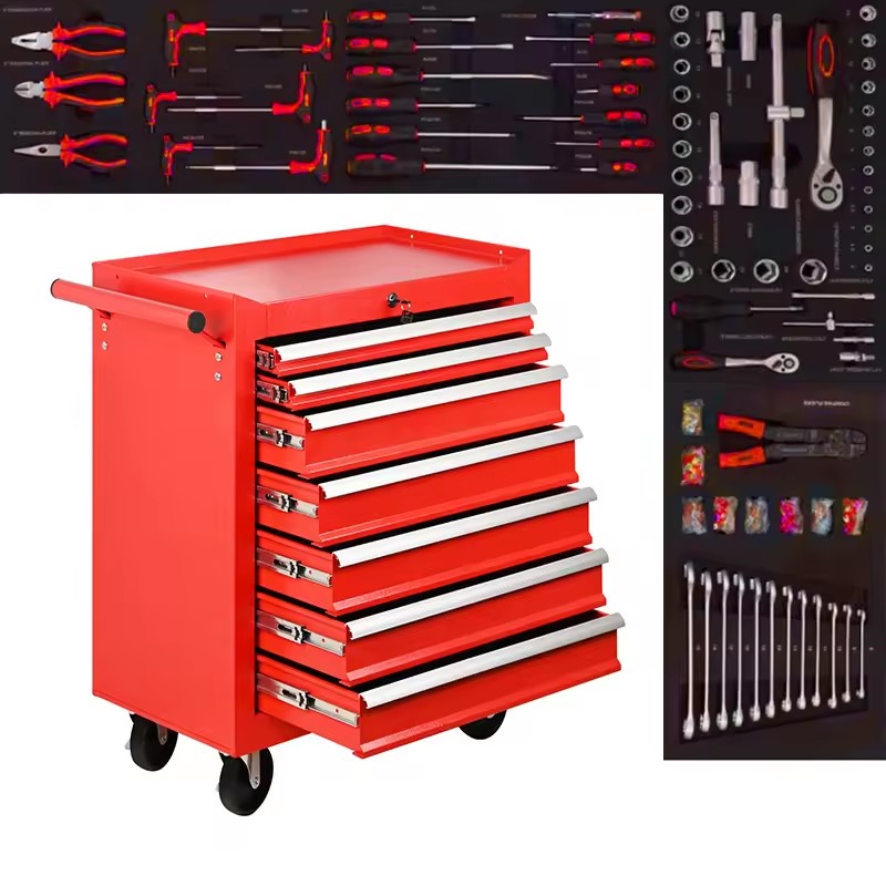 7 Drawer 300kg Heavy Duty Workshop Tool Storage Cabinet Metal Lockable Waterproof OEM Garage Organization