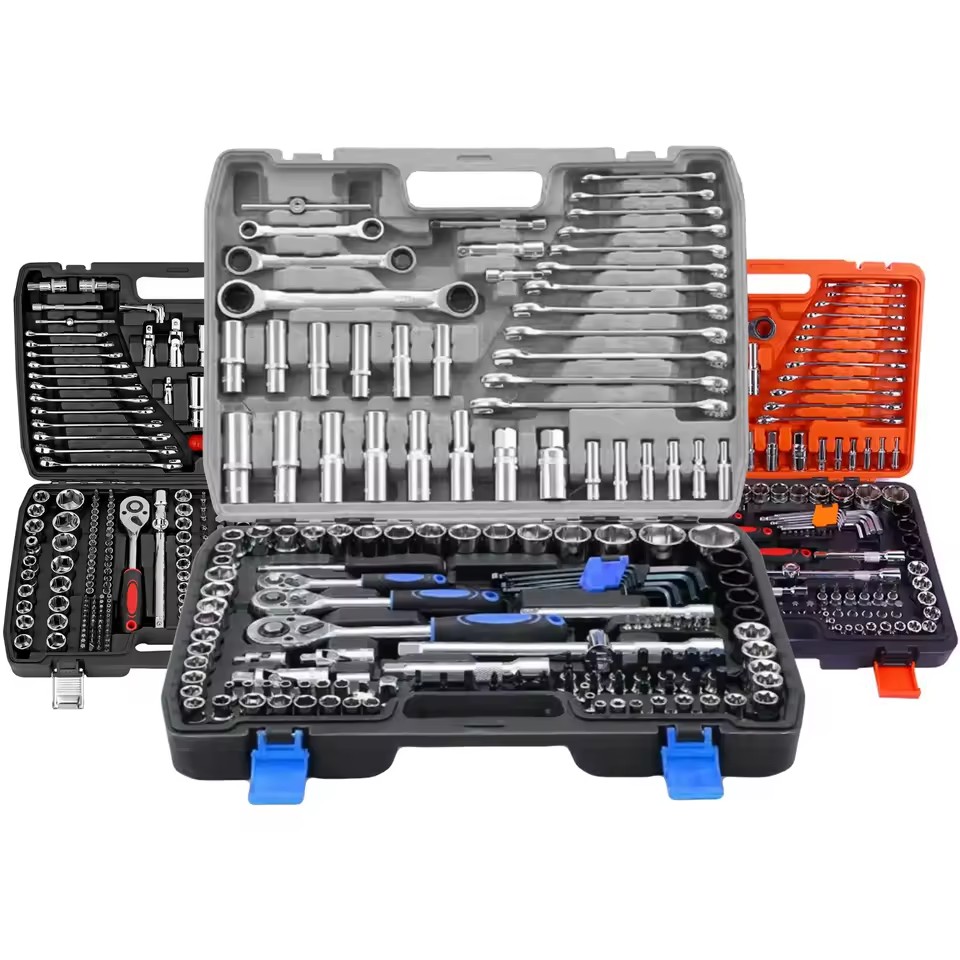 Professional 216Pcs Auto Repair Tool Kit with Hand Operated Socket Wrench Set Hard Case CR-V Steel for Mechanics Garage Use
