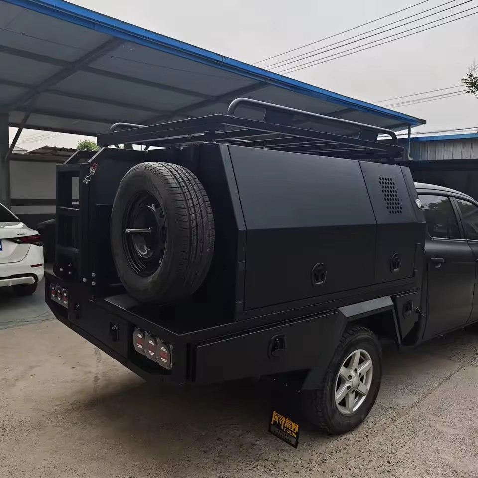 4x4 Pickup Ute Tray Canopy Aluminum Alloy Tool Box with Tonneau Cover & Slide Out Drawers
