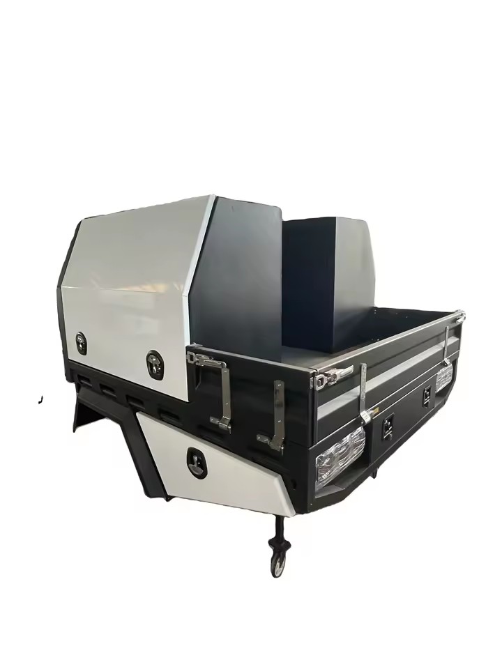 Aluminum Pickup Canopy with Ladder & Storage Boxes - 4x4 Offroad Truck Bed Topper