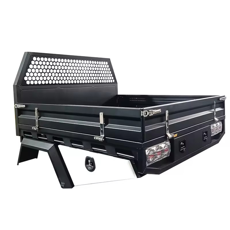 Heavy Duty Black Aluminium Ute Tray with Taillights & Under Tray Toolbox for Utes
